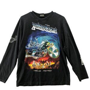 Vintage Judas Priest Painkiller T Shirt Mens M Long Sleeve Black Graphic Crew